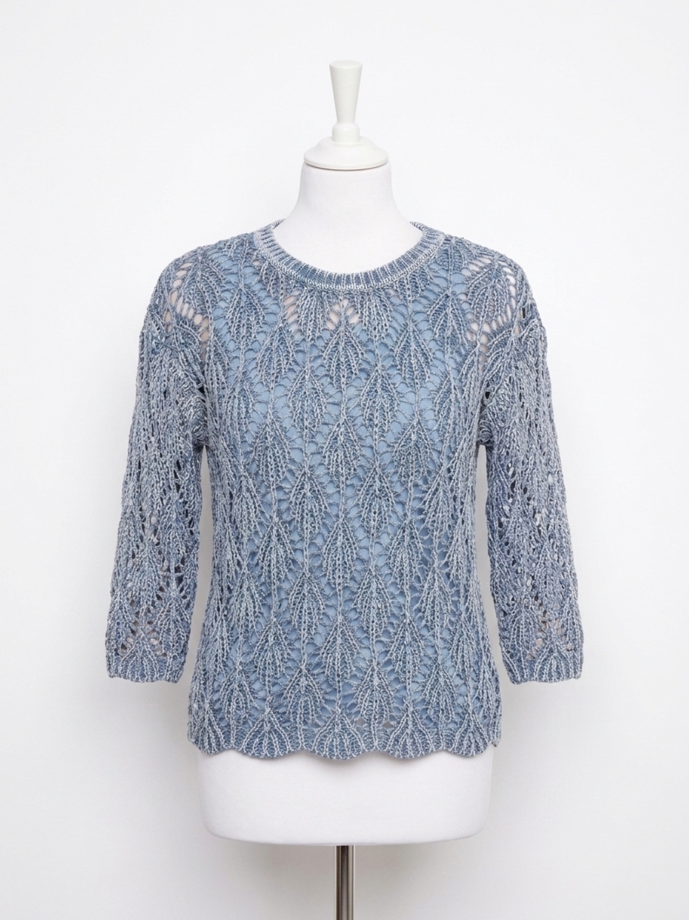 NEW CHARLIE B crochet crew neck sweater in haze
